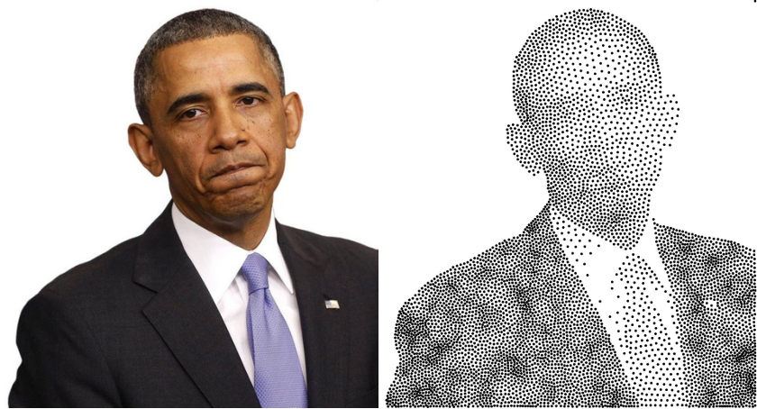 Stippling example with low-contrast portrait